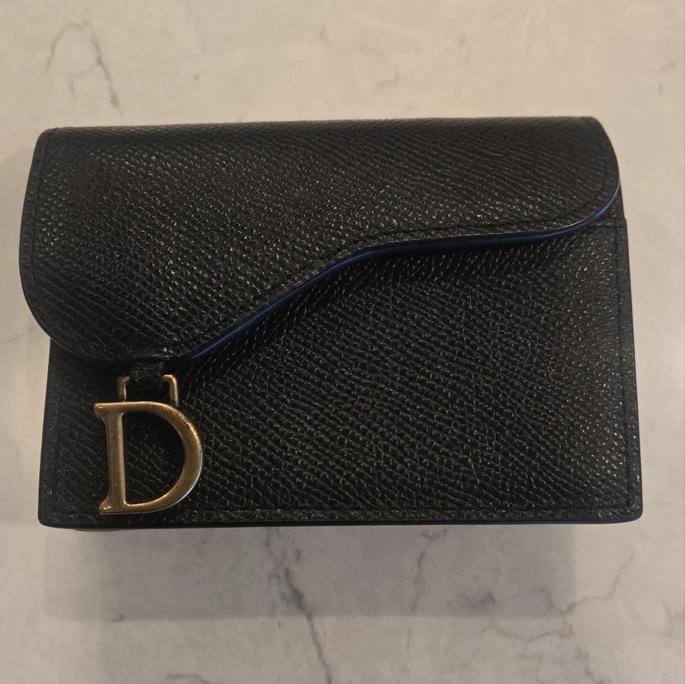 DIOR Black Saddle Bloom Card Holder